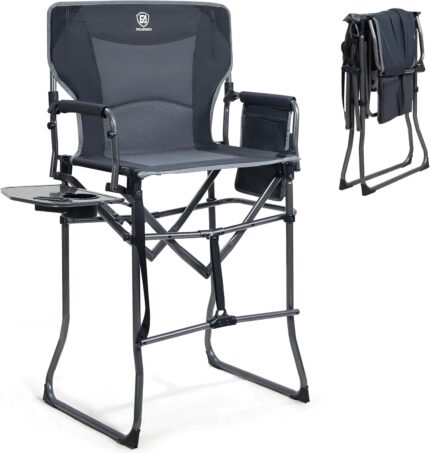 EVER ADVANCED Portable 30.7" Seat Height Tall Folding Camping Chair