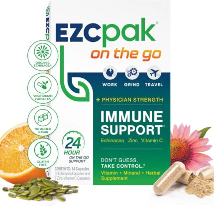 EZC Pak On The Go Immune System Booster with Echinacea, Vitamin C,