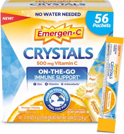 Emergen-C Crystals, On-the-Go Emergen-C Immune Support Supplement with