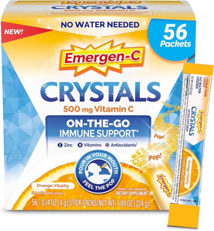 Emergen-C Crystals, On-the-Go Emergen-C Immune Support Supplement with