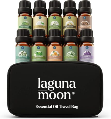 Essential Oils Set - 10pc Aromatherapy Oil in Portable Bag -