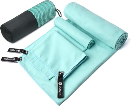 Eunzel Quick Dry Camping Towel, Microfiber Travel Towel 3 Size at 1