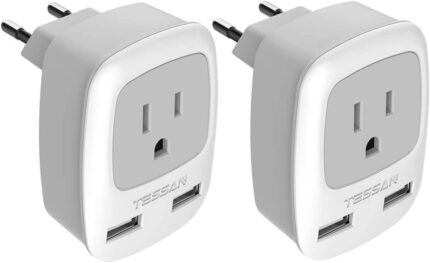 European Travel Plug Adapter 2 Pack, TESSAN International Power Outlet