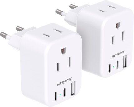 European Travel Plug Adapter for International, HANYCONY Italy Spain