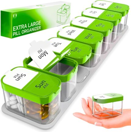 Extra Large Weekly Pill Organizer - XL Vitamin Holder with 7