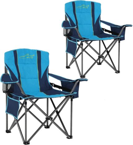 FAIR WIND 2 Pack Oversized Fully Padded Camping Chair with Lumbar