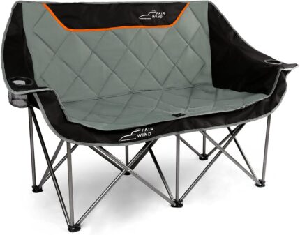 FAIR WIND Oversized Fully Padded Camping Chair Folding Loveseat