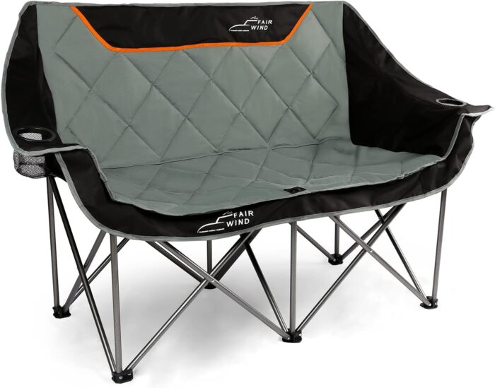 FAIR WIND Oversized Fully Padded Camping Chair Folding Loveseat