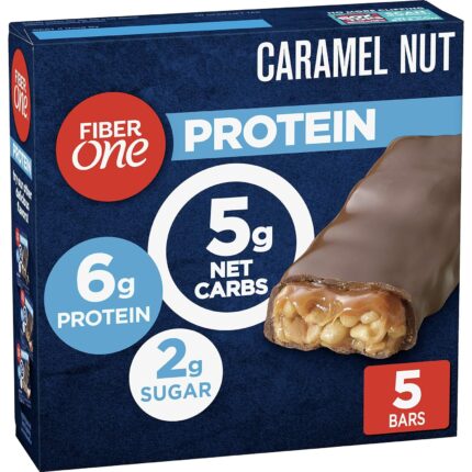 Fiber One Chewy Protein Bars, Caramel Nut, Protein Snacks, 1.17 oz, 5