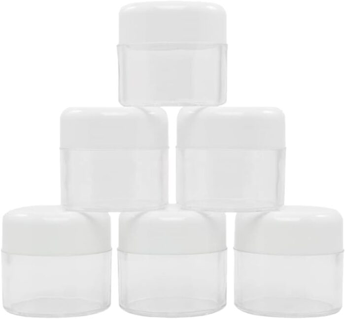 Flents Travel Cosmetic Jars for Personal Items, Clear Base for