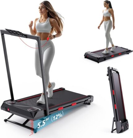 Foldable Treadmill Walking Pad with Auto Incline, 6-Level