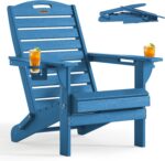 Folding Adirondack Chair HDPE All-Weather Adirondack Chairs with Cup