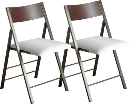 Folding Chairs with Cushion 2 Pack - Heavy Duty Steel Frame Foldable