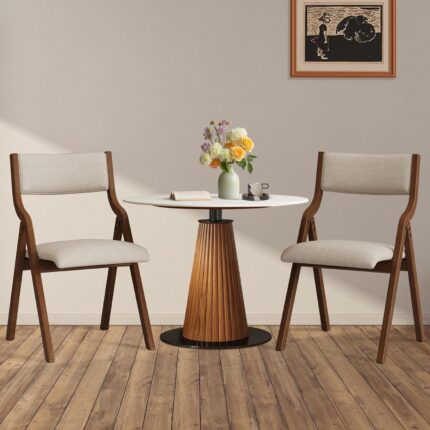 Folding Dining Chairs Set of 2, Upholstered Kitchen Chair with Padded