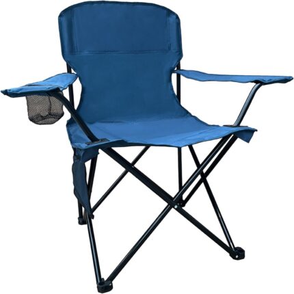 Folding Outdoor Beach Camp Chair with Cup Holder, Storage Pocket,