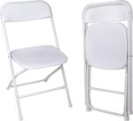 Folding Plastic Chair with 500-Pound Capacity, White, 2-Pack