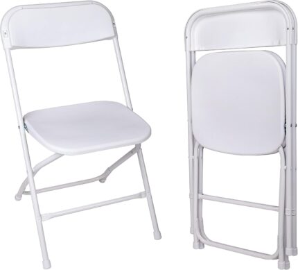Folding Plastic Chair with 500-Pound Capacity, White, 2-Pack
