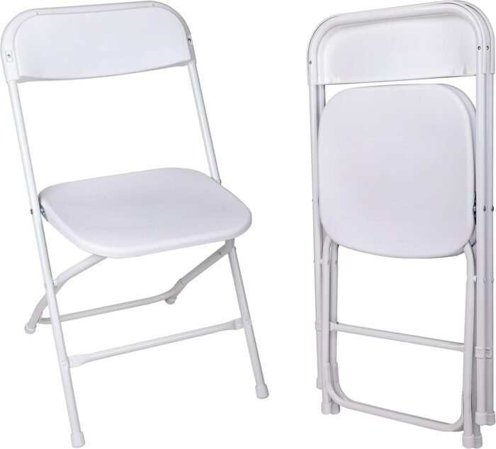 Folding Plastic Chair with 500-Pound Capacity, White, 2-Pack
