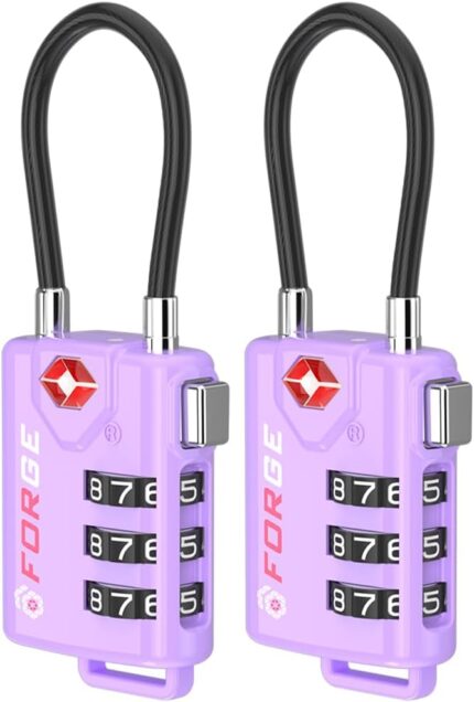 Forge TSA Approved Luggage Locks, Re-settable Combination with Alloy