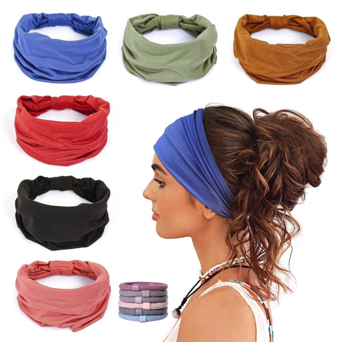 GILI 6 Pack Wide Headbands for Women Non Slip Soft Elastic