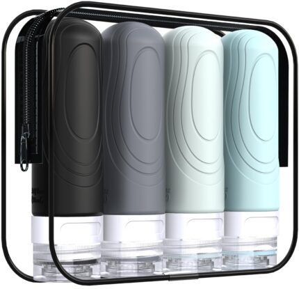 GLAMFIELDS Travel Bottles for Toiletries, TSA Approved 3oz Size Leak
