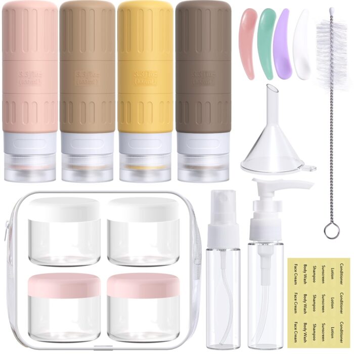 GLAMFIELDS Travel Bottles for Toiletries,TSA Approved 3.3oz Size