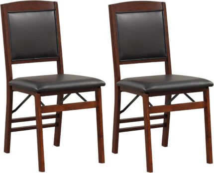 GOFLAME Folding Dining Chairs Set of 2, Foldable Chairs with PVC
