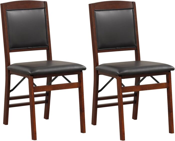 GOFLAME Folding Dining Chairs Set of 2, Foldable Chairs with PVC