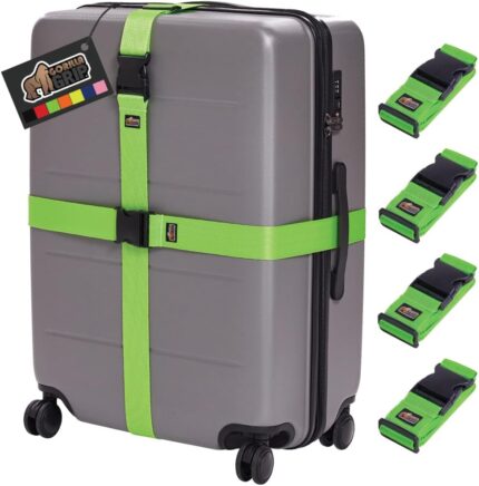 GORILLA GRIP Heavy Duty 4 Pack Adjustable Luggage Straps for