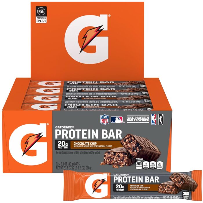 Gatorade Whey Protein Recover Bars, Chocolate Chip, 2.8 ounce(Pack of