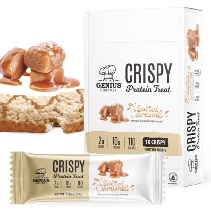 Genius Gourmet Crispy Protein Treat, Salted Caramel, Keto Snack, Low
