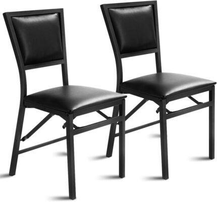 Giantex Folding Chairs Set of 2, Dining Chairs with Padded Seats,
