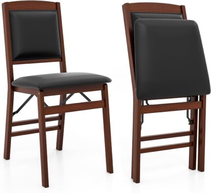 Giantex Folding Dining Chairs Set of 2, Foldable Wood Kitchen Chairs