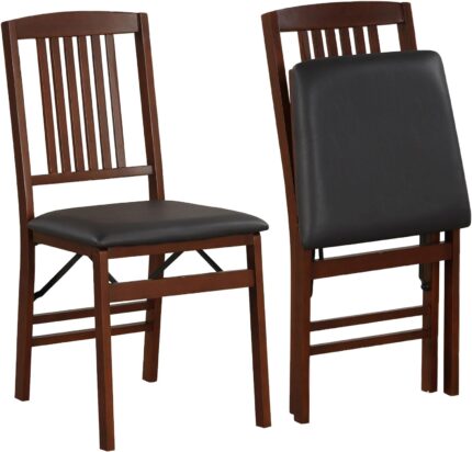 Giantex Folding Dining Chairs Set of 2, Solid Wood Frame, Foldable