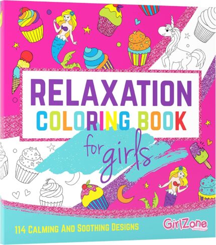 GirlZone Relaxation Coloring Book for Kids Ages 4+, Arts and Crafts