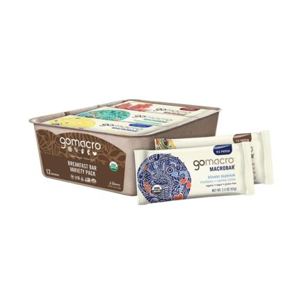 GoMacro Macrobar Organic Vegan Protein Bars, Breakfast Variety Pack,