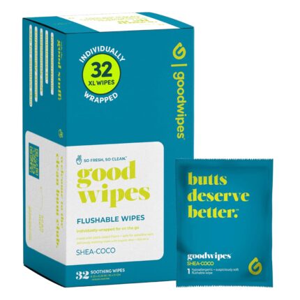 Goodwipes Flushable Wipes – Made with Vitamin E & Aloe – Soft,