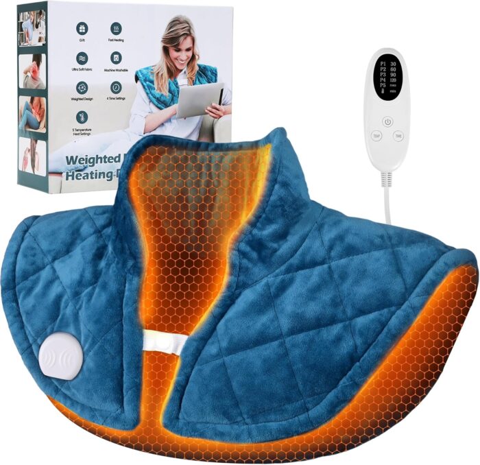 Heating Pad for Neck and Shoulders and Back, Portable Weighted Heating