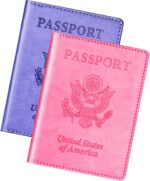 Herain Passport Holder Cover Wallet Case for 2 Women Men Family,