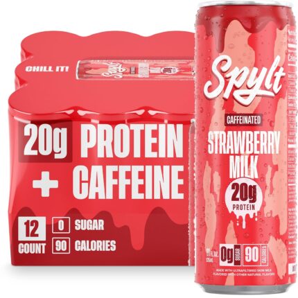 High Protein Strawberry Milk with 60mg Caffeine & 20g Protein - 90