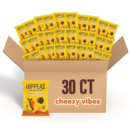 Hippeas Chickpea Puffs, Cheezy Vibes, 0.8 Ounce (Pack of 30), 3g