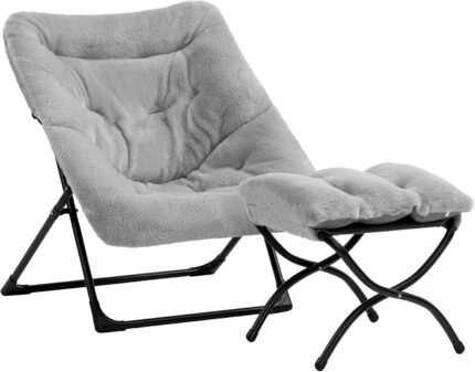 HollyHOME X-Large Saucer Chair with Foldable Ottoman, Comfy Oversized
