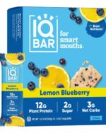 IQBAR Brain and Body Plant Protein Bars - Lemon Blueberry - 12-Count