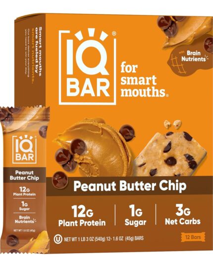 IQBAR Brain and Body Plant Protein Bars - Peanut Butter Chip - 12