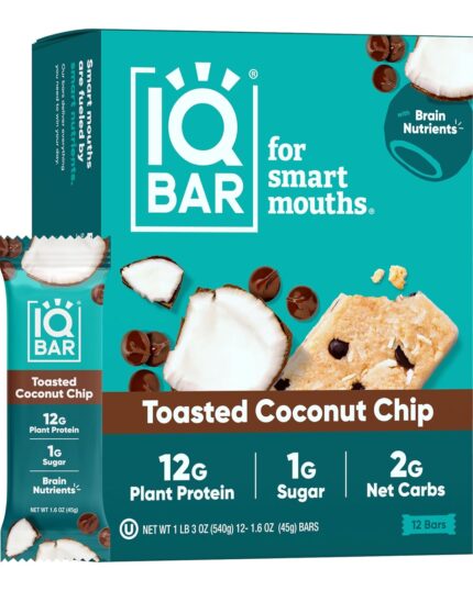 IQBAR Brain and Body Plant Protein Bars - Toasted Coconut Chip -