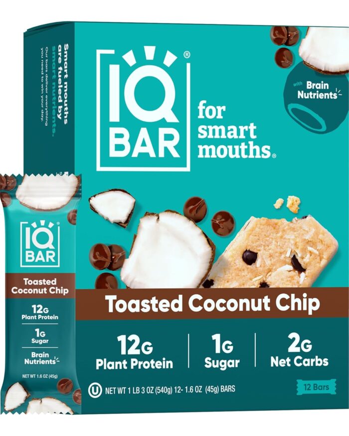 IQBAR Brain and Body Plant Protein Bars - Toasted Coconut Chip -