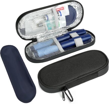 Insulin Pen Cooler Travel Case with 2 Reusable TSA Approved Ice Packs,