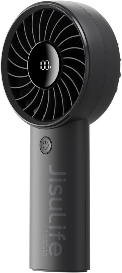 JISULIFE Handheld Portable Fan with Powerful Motor,LED Display,3600mAh