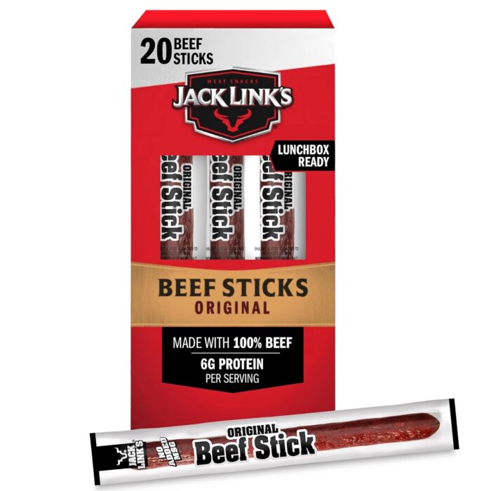 Jack Link's Beef Sticks, Original – Protein Snack, Meat Stick with 6g
