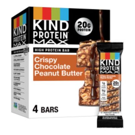 KIND Protein MAX Crispy Chocolate Peanut Butter Snack Bars, 20g of